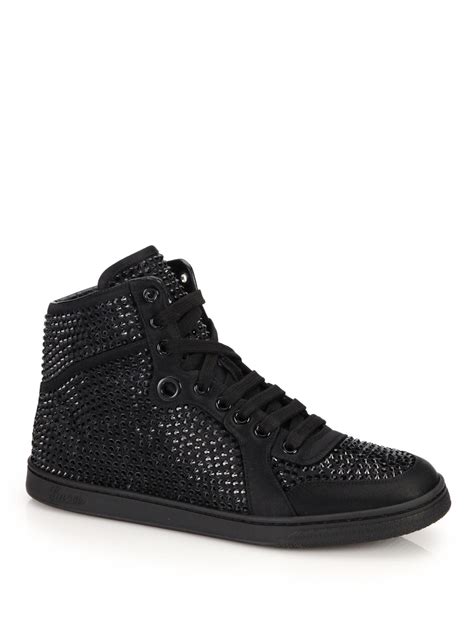 gucci black crystal shoes|gucci crystal studded sneakers.